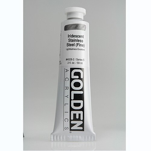 Golden, Heavy Body, Acrylic, Paint, 2oz, Iridescent Stainless Steel (Fine)